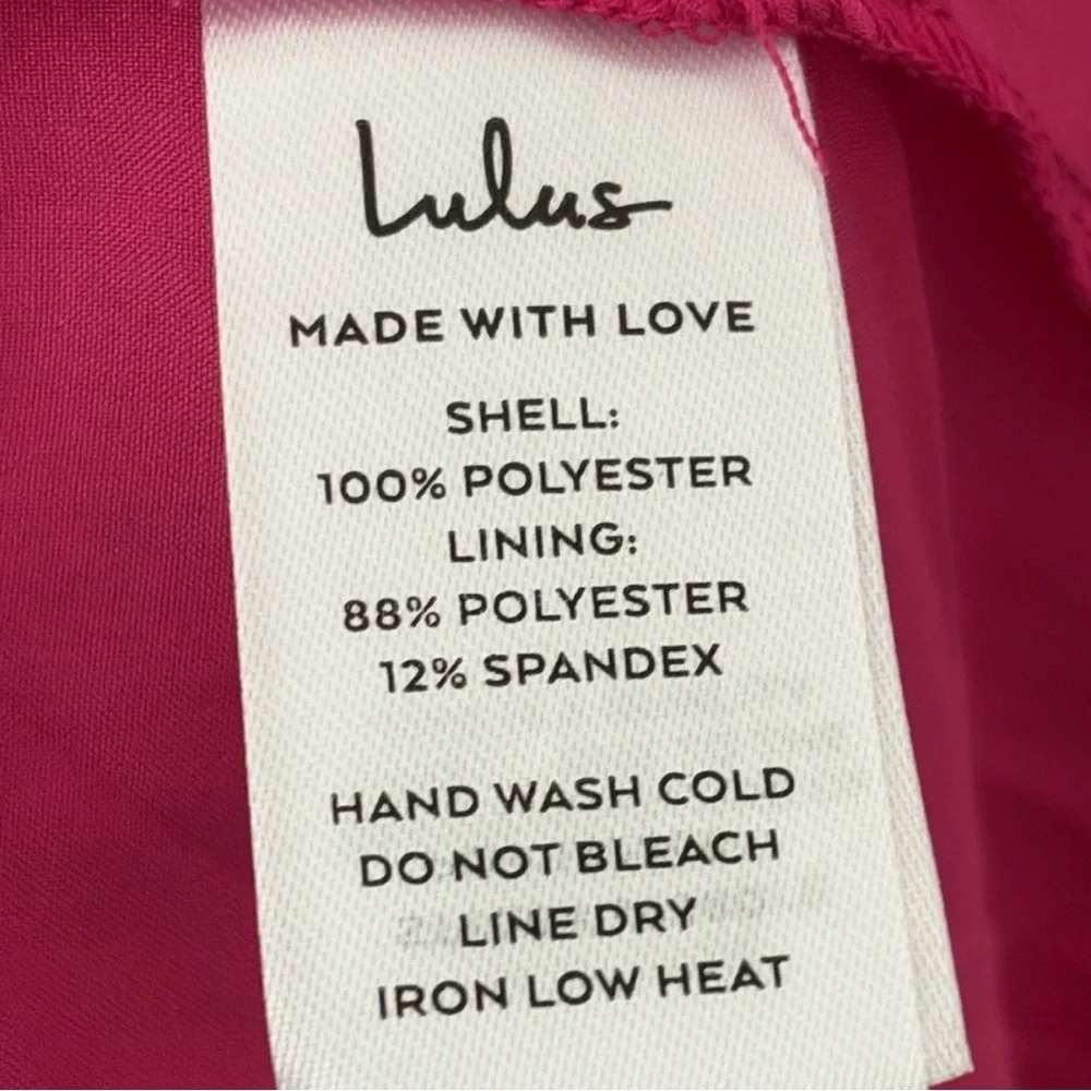 NWT Lulus Peak Party Vibe Hot Pink Satin Tiered Tie-Back Midi Dress - Picture 6 of 8